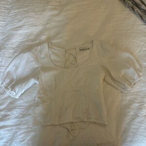 Abercrombie & Fitch White Lace-Up Blouse